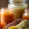 Close-up of natural ingredients like herbs or oils