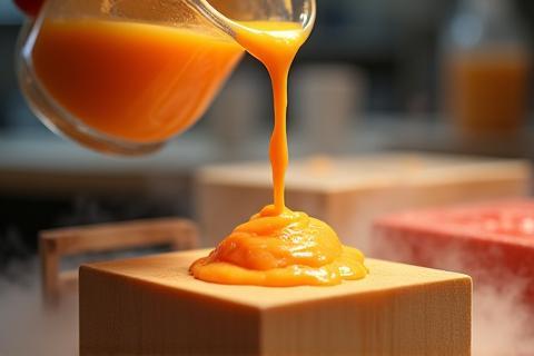 Pouring soap into molds