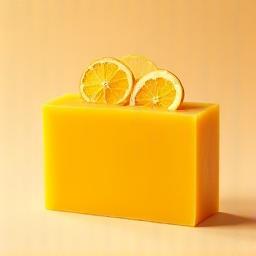 Handmade soap bar with citrus slices